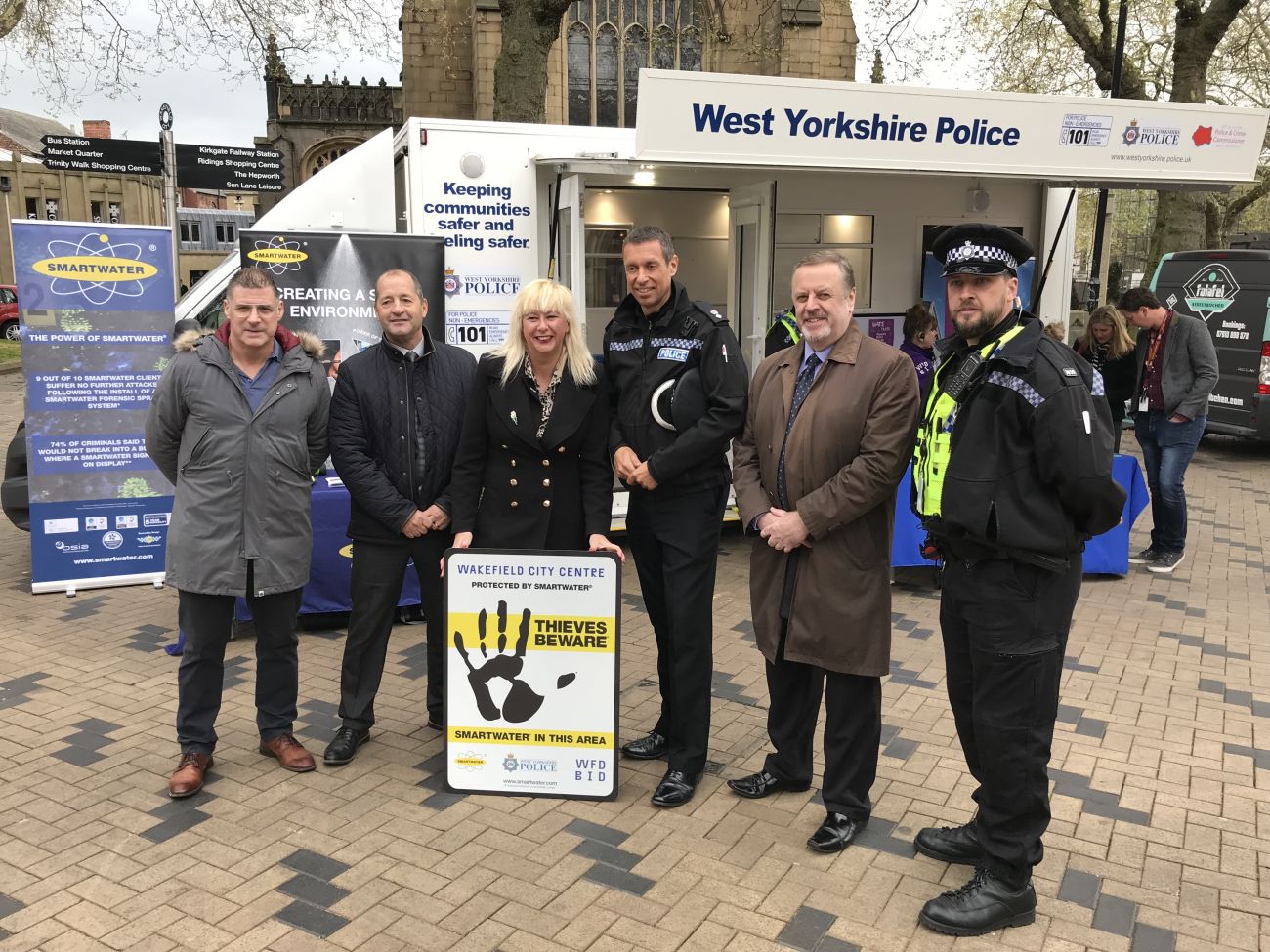 Mark pictured with Wakefield Police and the Wakefield BID